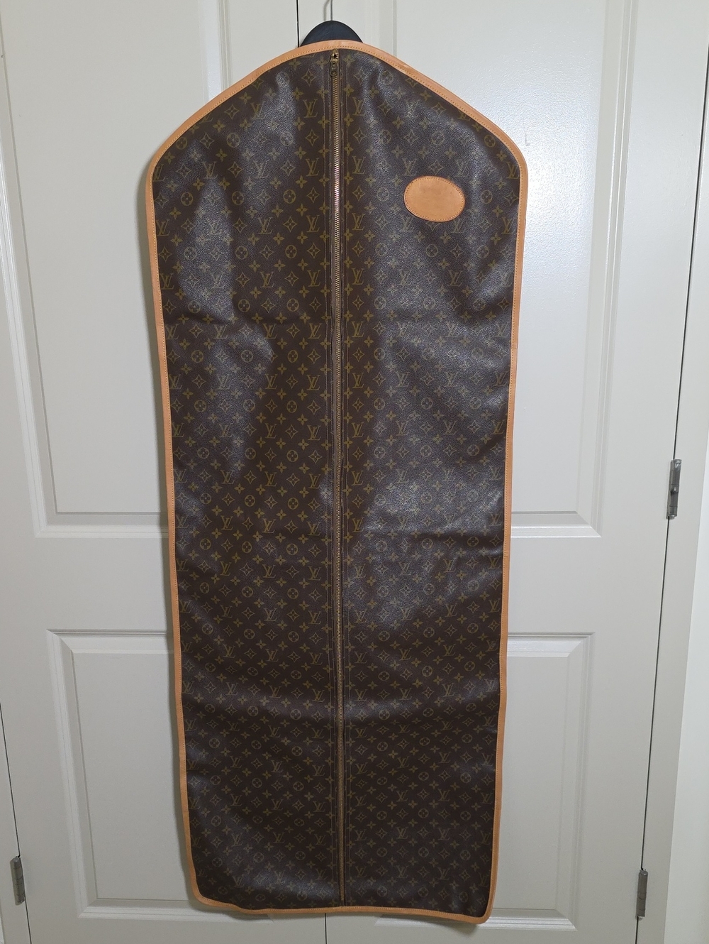 VINTAGE Louis Vuitton Brown Monogram Garment Bag with Tan Trim